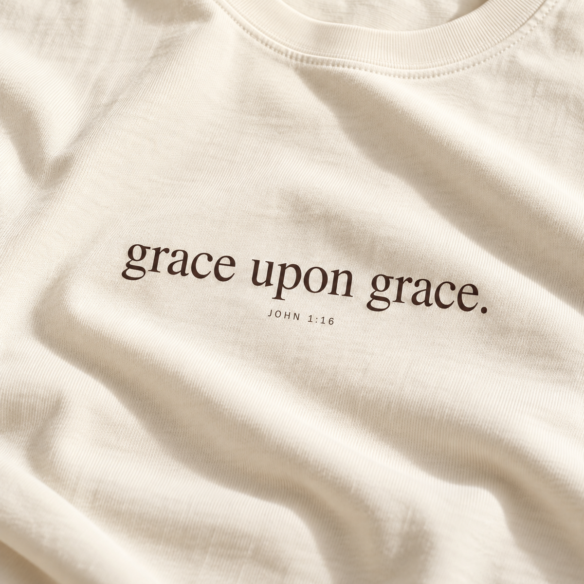 Still His tee — fabric and print detail mockup