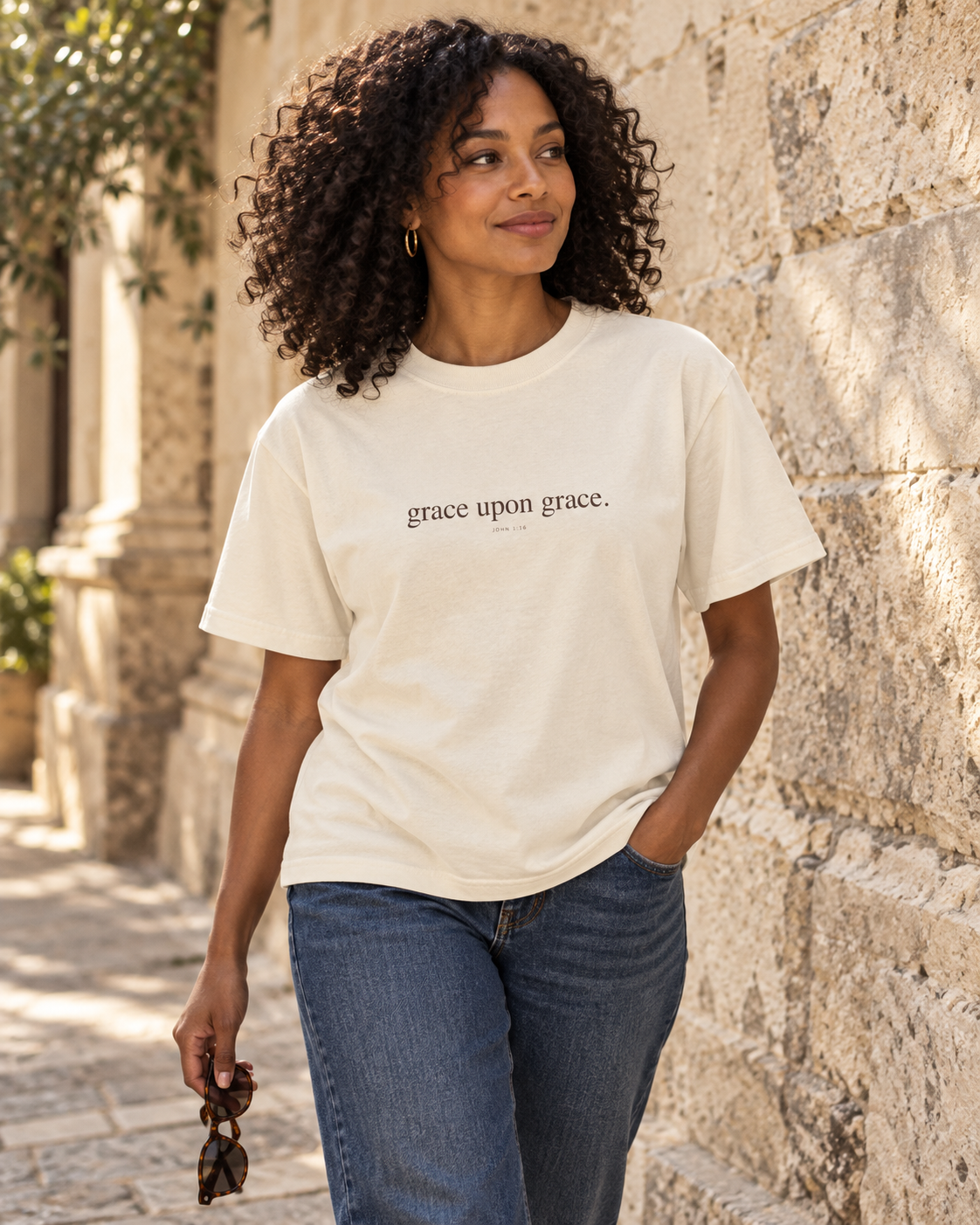 Still His tee — styled editorial lifestyle image
